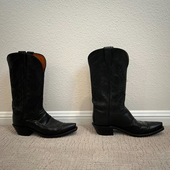 Black Lucchese Cowboy Boots 1883 Size 7.5 B - Picture 3 of 4